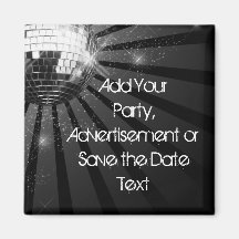 Silver Sparkle Disco Ball Party Fridge Magnet