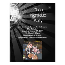 Silver Sparkle Disco Ball Party Personalized Announcement