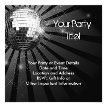 Silver Sparkle Disco Ball Party Personalised Invitation