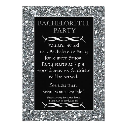 Silver Sparkle Look Bachelorette Party Invitation