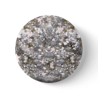 Silver sparkles glitter and stars button