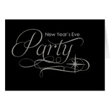 Silver Sparkles New Year's Eve Party Invitation Greeting Cards