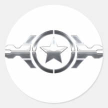 Silver Star Round Stickers