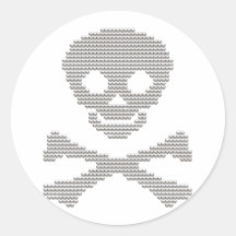 Silver Studded Skull Round Sticker