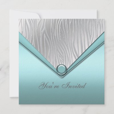 Silver Teal Blue Party Invitation Template by InvitationCentral