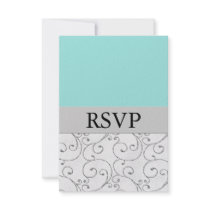 Silver & Tiffany Blue Wedding RSVP Response Cards