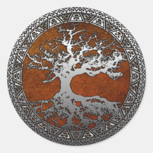Silver Tree of Life Round Sticker