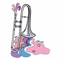 silver trombone design photo cut outs
