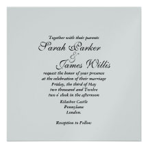 Silver & turquoise & red metallic Wedding Invite