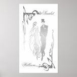 Silver Wedding Bride and Groom Customisable Poster posters