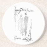 Silver Wedding Bride and Groom Stylish Coaster coasters