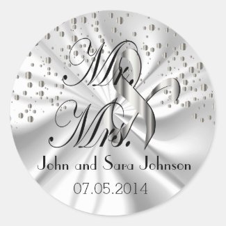 Silver Wedding for the Mr & Mrs | Personalise Round Sticker