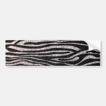 Silver zebra stripe pattern (faux glitter bling) bumper sticker