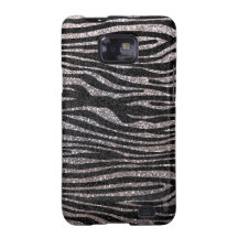 Silver zebra stripe pattern (faux glitter bling) galaxy SII covers