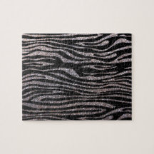 Silver zebra stripe pattern (faux glitter bling) jigsaw puzzles