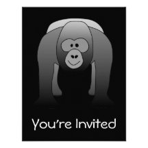 Silverback Gorilla Cartoon Invite