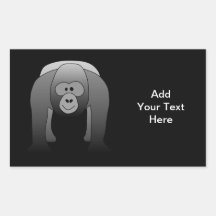 Silverback Gorilla Cartoon Rectangular Stickers