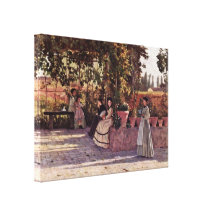 Silvestro Lega - In the vine Stretched Canvas Print