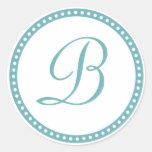 Simple Aqua Blue Dot Monogram Initial Sticker