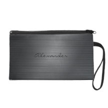 Simple Black Brushed Metal look-Monogram Wristlets