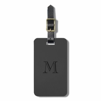 Simple Black Fox Leather Look Monogram Tags For Luggage