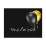 Simple Black/Gold Balloons Happy New Year Postcard