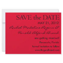 Simple Black on Red Save the Date Announcements