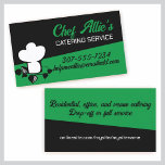 simple black white chef hat herbs cooking business business cards