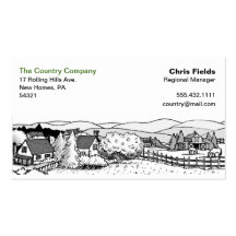Simple Black & White Drawing - Country Scene Business Card Templates