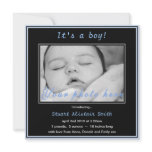 Simple Blue Baby Boy Photo Announcement