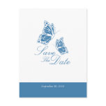 Simple Blue Butterflies Save The Date Wedding postcards