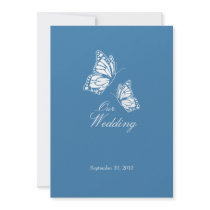 Simple Blue Butterflies Wedding Announcement 2
