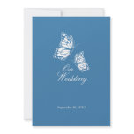 Simple Blue Butterflies Wedding Announcement 2 invitations