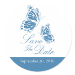 Simple Blue Butterfly Save The Date Wedding stickers