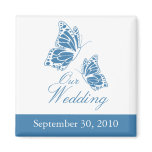 Simple Blue Butterfly Wedding Announcement magnets