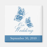 Simple Blue Butterfly Wedding Announcement Refrigerator Magnet