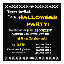 Simple Bones and Bats Halloween Invitation