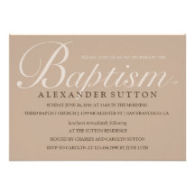 Simple Brown Baptism/Christening Invite