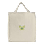 Simple Butterfly embroidered canvas tote bag