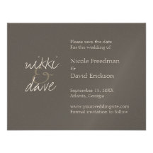 Simple chic grey shimmer wedding announcement