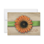 Simple Country Sunflower Wedding RSVP Green