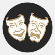 Simple Drama Masks Round Stickers