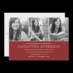 Simple Elegance Graduation Invitation - Dark Red