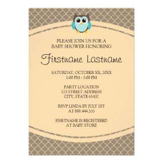 Simple Elegant Owl Baby Shower Invitations