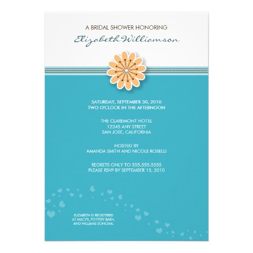 Simple Flower Bridal Shower Invitation (aqua)