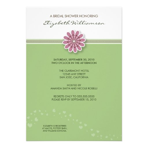 Simple Flower Bridal Shower Invitation (sage)