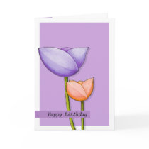 Simple Flowers purple orange 2 Birthday Card