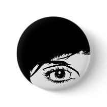 Simple Girls Face in Silhouette Button Badge
