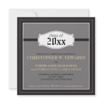 Simple Graduation Announcement Invitation (black)