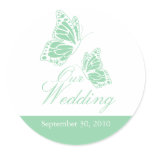 Simple Green Butterfly Wedding Announcement stickers